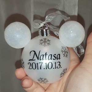 Névre szóló mickey egeres karácsonyfadísz  - karácsony - karácsonyi lakásdekoráció - karácsonyfadíszek - Meska.hu