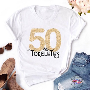 50 és tökéletes! szülinapos póló - női, Ruha & Divat, Női ruha, Póló, felső, Fotó, grafika, rajz, illusztráció, MESKA