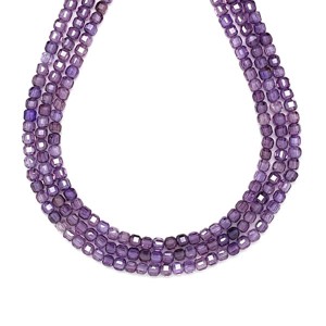 Cirkon fazettált ibolya lila kocka 3x3mm  ékszerkészítő alapanyag (füzér), Kellékek & szerszámok, Ásvány alapanyag, Ásványfüzér, , MESKA