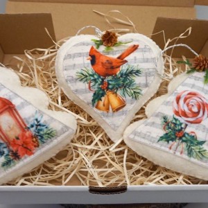 Karácsonyi hangjegy és madárkás- filc karácsonyfa dísz - karácsony - karácsonyi lakásdekoráció - Meska.hu