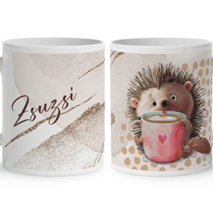 Kérd a neveddel - Kakaós süni mintás bögre, Otthon & Életmód, Konyhafelszerelés, tálalás, Tálalás, Bögre & Csésze, , MESKA