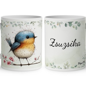 Névvel kérhető - Aranyos kék cinege, a fürge akrobata mintás bögre, Otthon & Életmód, Konyhafelszerelés, tálalás, Tálalás, Bögre & Csésze, , MESKA