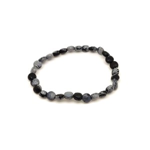 Obszidián hópehely fazettált korong karkötő 6x4mm, Ékszer, Karkötő, Ásványkarkötő, , MESKA