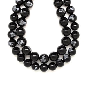 Onix golyó írásjellel 14mm ékszerkészítő alapanyag (füzér), Kellékek & szerszámok, Ásvány alapanyag, Ásványfüzér, , MESKA