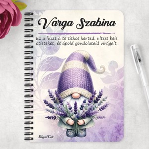 Személyre szabható - Illatos Levendulás manó mintás A6-os füzet - otthon & életmód - papír, írószer - jegyzetfüzet & napló - Meska.hu