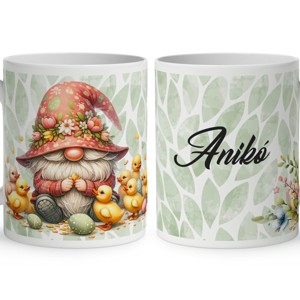 Névvel kérhető - Húsvéti manó kis csibékkel mintás bögre, Otthon & Életmód, Konyhafelszerelés, tálalás, Tálalás, Bögre & Csésze, , MESKA