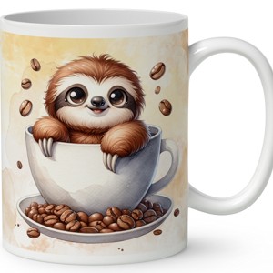 Névvel kérhető - Mosolygós Kávés lajhár mintás bögre - otthon & életmód - konyhafelszerelés, tálalás - tálalás - bögre & csésze - Meska.hu