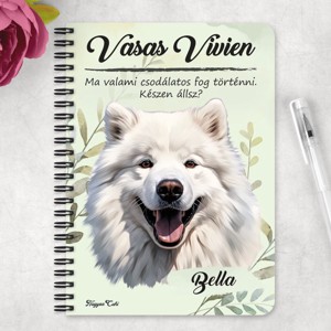 Személyre szabható - Samoyed portré mintás A6-os füzet - otthon & életmód - papír, írószer - jegyzetfüzet & napló - Meska.hu