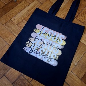 Bibliai igés szatyor- JESUS LOVES, FORGIVES, SAVES-009, , , MESKA