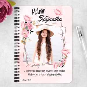 Saját fotós személyre szabható - Bájos virágos mintás A5-ös füzet - otthon & életmód - papír, írószer - jegyzetfüzet & napló - Meska.hu