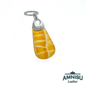 Sárga lakk krokkómintás csepp alakú swarovski köves kulcstartó H2010 - táska & tok - kulcstartó & táskadísz - kulcstartó - Meska.hu