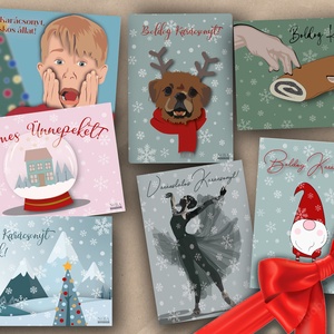 Karácsonyi képeslap szett, Karácsony, Karácsonyi ajándékozás, Karácsonyi képeslap, üdvözlőlap, ajándékkísérő, Fotó, grafika, rajz, illusztráció, MESKA