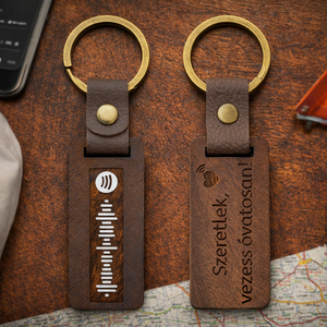 Egyedi gravírozott kulcstartó (fa)� Spotify kóddal és Szeretlek, vezess óvatosan, Táska & Tok, Kulcstartó & Táskadísz, Kulcstartó, Gravírozás, pirográfia, MESKA