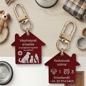 Vészhelyzeti kisállat értesítő biléta � Ház alakú kulcstartó, Táska & Tok, Kulcstartó & Táskadísz, Kulcstartó, Gravírozás, pirográfia, MESKA