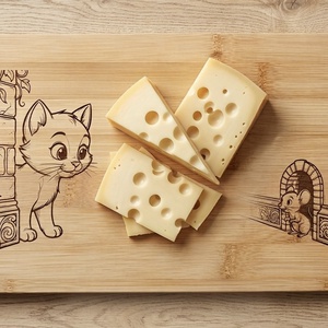 ? Gravírozott bambusz sajtvágó deszka � 25 � 16 cm, Otthon & Életmód, Konyhafelszerelés, tálalás, Sütés, főzés, Vágódeszka, Gravírozás, pirográfia, MESKA