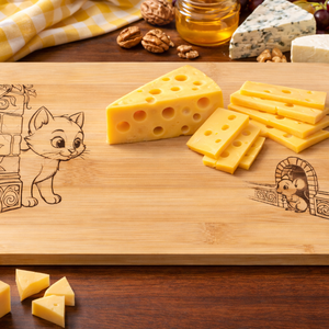  Gravírozott bambusz sajtvágó deszka � 25 � 16 cm - otthon & életmód - konyhafelszerelés, tálalás - sütés, főzés - vágódeszka - Meska.hu