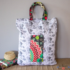 Szürke virágos összehajtható öko bevásárlószatyor, Táska & Tok, Bevásárlás & Shopper táska, Shopper, textiltáska, szatyor, Varrás, MESKA