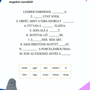 Szólások, közmondások gyakorlófüzet I.  - játék & sport - készségfejlesztő és logikai játék - oktató játékok - Meska.hu