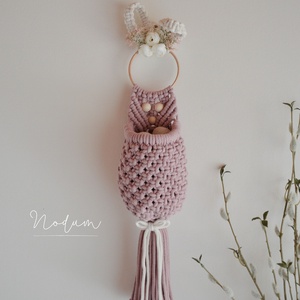 Húsvéti nyuszis felakasztható kosár, Otthon & Életmód, Dekoráció, Ajtó- és ablak dekoráció, Ajtódísz & Kopogtató, Csomózás, MESKA