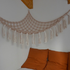 Makramé plüss tároló (tartó, hammock, függőágy), Baba - mama, Babaszobabútor, Játéktároló, Csomózás, MESKA