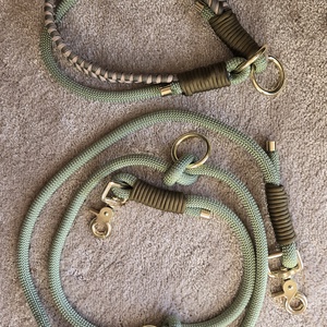 Olive Premium Paracord Kutyapóráz és Nyakörv Szett M-es méretben - otthon & életmód - kisállatoknak - kutyáknak - kutya póráz - Meska.hu