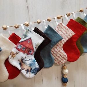 Skandináv hangulatú adventi naptár, csizmák - karácsony - adventi díszek - adventi naptár - Meska.hu