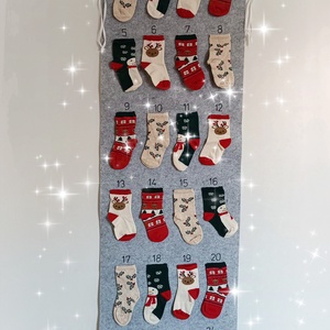 Adventi naptár zoknikkal, Karácsony, Adventi díszek, Adventi naptár, Varrás, MESKA