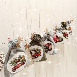 Adventi naptár, autós zsákok, Karácsony, Adventi díszek, Adventi naptár, Varrás, MESKA