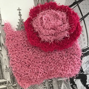Dörzsi Cleany speciális fonalból kézzel kötött csíkos pink és rózsaszín mosogató szivacs tisztító kendő egyedi konyhába - otthon & életmód - konyhafelszerelés, tálalás - sütés, főzés - Meska.hu