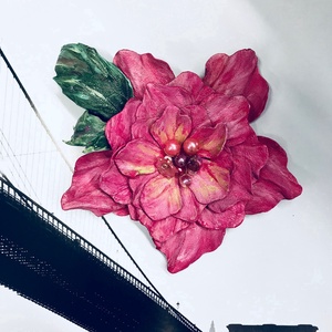Valódi Bőr Virág bross kitűző hajdísz pink magenta Balatoni nyár alkalmi bohó kézzel készített handmade zero waste - ékszer - kitűző és bross - kitűző - Meska.hu