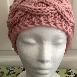 Pihe-puha fejpánt fülmelegítő púder rózsaszín gyapjúfonalból kelta 3as csavart mintával egyedi tervezés alapján - ruha & divat - sál, sapka, kendő - fejpánt - Meska.hu