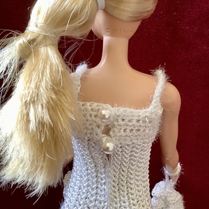 Hófehér Barbie baba együttes nyári pántos ruha stólával és szütyővel, esti koktélparti vagy vízparti sétához  - játék & sport - baba & babaház - barbie ruhák - Meska.hu