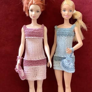 Rózsaszín Barbie baba együttes nyári pántos Princessz szabású ruha  szütyővel, esti koktélparti vagy vízparti sétához  - játék & sport - baba & babaház - barbie ruhák - Meska.hu