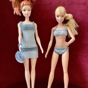 Világoskek Barbie baba fürdőruha bikini strandoláshoz vagy vízparti sétához  - játék & sport - baba & babaház - babaruha, babakellék - Meska.hu