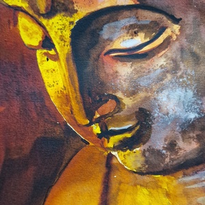 Buddha eredeti akvarell festmény - Meska.hu