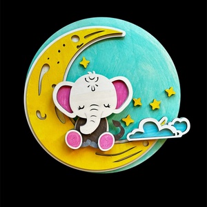Elefánt a holdon babaszoba dekoráció (kérésre névvel), baba névtábla - baba - mama - babaszoba dekoráció - baba névtábla - Meska.hu