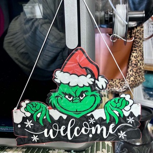 Grinch/Grincs ünnepi ajtódísz, kopogtató - otthon & életmód - dekoráció - ajtó- és ablak dekoráció - ajtódísz & kopogtató - Meska.hu
