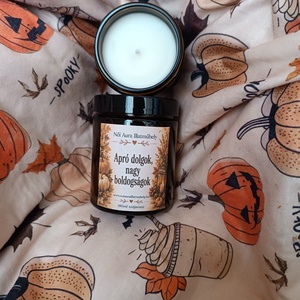 Őszi feliratos szójaviasz illatgyertya 180ml (többféle illat) - otthon & életmód - gyertya, illat, aroma - gyertya - Meska.hu