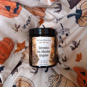 Őszi feliratos szójaviasz illatgyertya 180ml (többféle illat) - otthon & életmód - gyertya, illat, aroma - gyertya - Meska.hu
