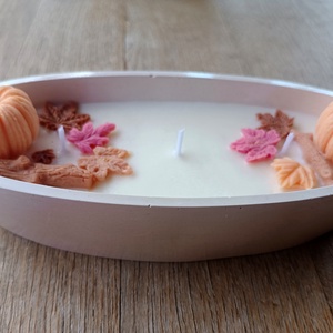 Őszi, tökös szójaviasz gyertyatál  - otthon & életmód - gyertya, illat, aroma - gyertya - Meska.hu