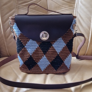 Rombuszmintás oldaltáska, Táska & Tok, Kézitáska & válltáska, Vállon átvethető táska, Horgolás, MESKA