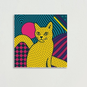 Pop Art Stílusú Macskás Poszter  Modern Színes Fali Dekoráció  Retro Inspirált Lakásdekor - Meska.hu
