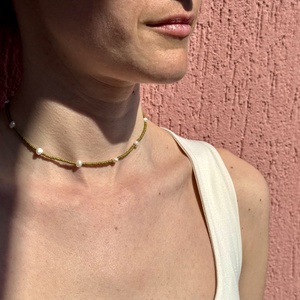 Choker nyakék édesvízi gyöngyökkel - ékszer - karkötő - gyöngyös karkötő - Meska.hu