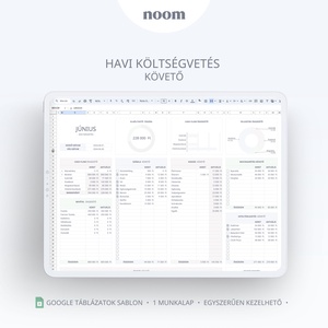 Havi költségvetés követő Google Táblázatok Sablon, Letölthető Digitális követő és tervező - diy (csináld magad) - szabásminta, útmutató - Meska.hu