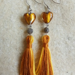 Sárga szíves fülbevaló - Meska.hu