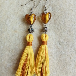 Sárga szíves fülbevaló -  - Meska.hu