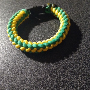 Zöld-sárga paracord 450 karkötő csattal - ékszer - karkötő - fonott karkötő - Meska.hu