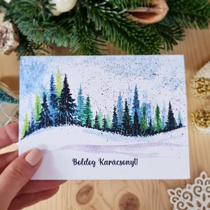 Karácsonyi képeslap, üdvözlet, Karácsony, Karácsonyi ajándékozás, Karácsonyi képeslap, üdvözlőlap, ajándékkísérő, Fotó, grafika, rajz, illusztráció, MESKA
