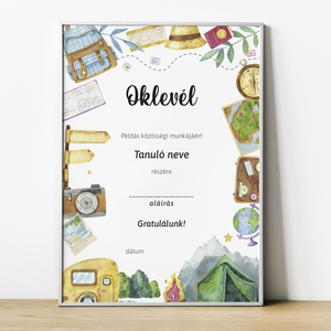 Iskolai oklevél, emléklap, Otthon & Életmód, Dekoráció, Kép & Falikép, Plakát, Fotó, grafika, rajz, illusztráció, MESKA