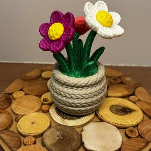 Kötött hatású cserepes virág , Ünnepi díszek, dekorációk, Húsvéti díszek és dekorációk, Húsvéti asztaldíszek, Mindenmás, MESKA